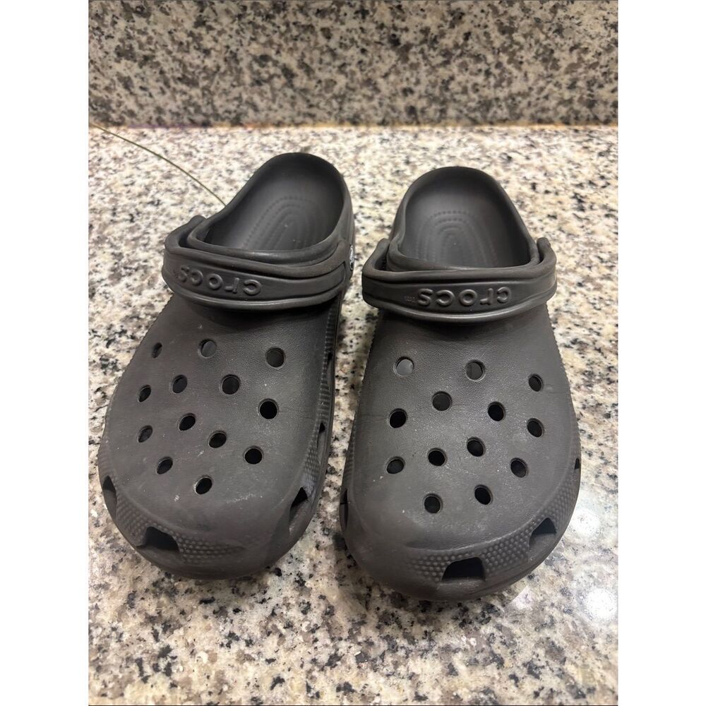 CROCS Kids Black Classic Clogs with Heel Strap